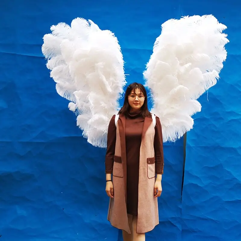 Costume de Cosplay d'ange d'autruche, plumes blanches et noires, accessoires de spectacle, photographie de mariage, populaire, 2021