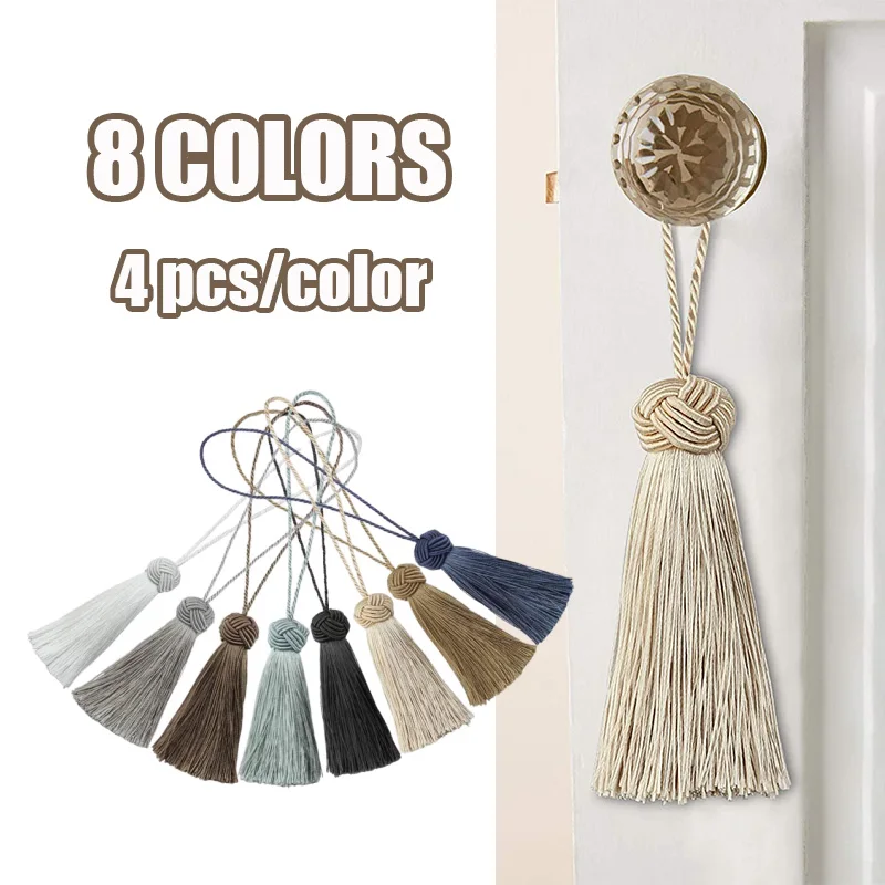 4Pcs Small Tassel Fringe Curtain Tieback Pendant DIY Cord Party Tassel Trim Curtains Decor Accessories Tassels Ribbon