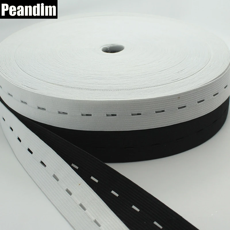 PEANDIM 30M DIY Sewing Accessories Button Hole Knit Elastic Band 15mm White & Black