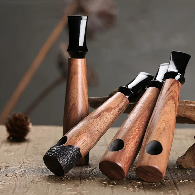 Cigar Style 9mm Filter Tobacco Pipe Gentleman Rosewood Handmade Straight Type Smoking Pipes With Accessory Father\'s Gift