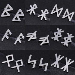 Dawapara Runes Letter Simple Fashion Earrings Stainless Steel Jewelry Metal Unisex Trendy Stud Earrings