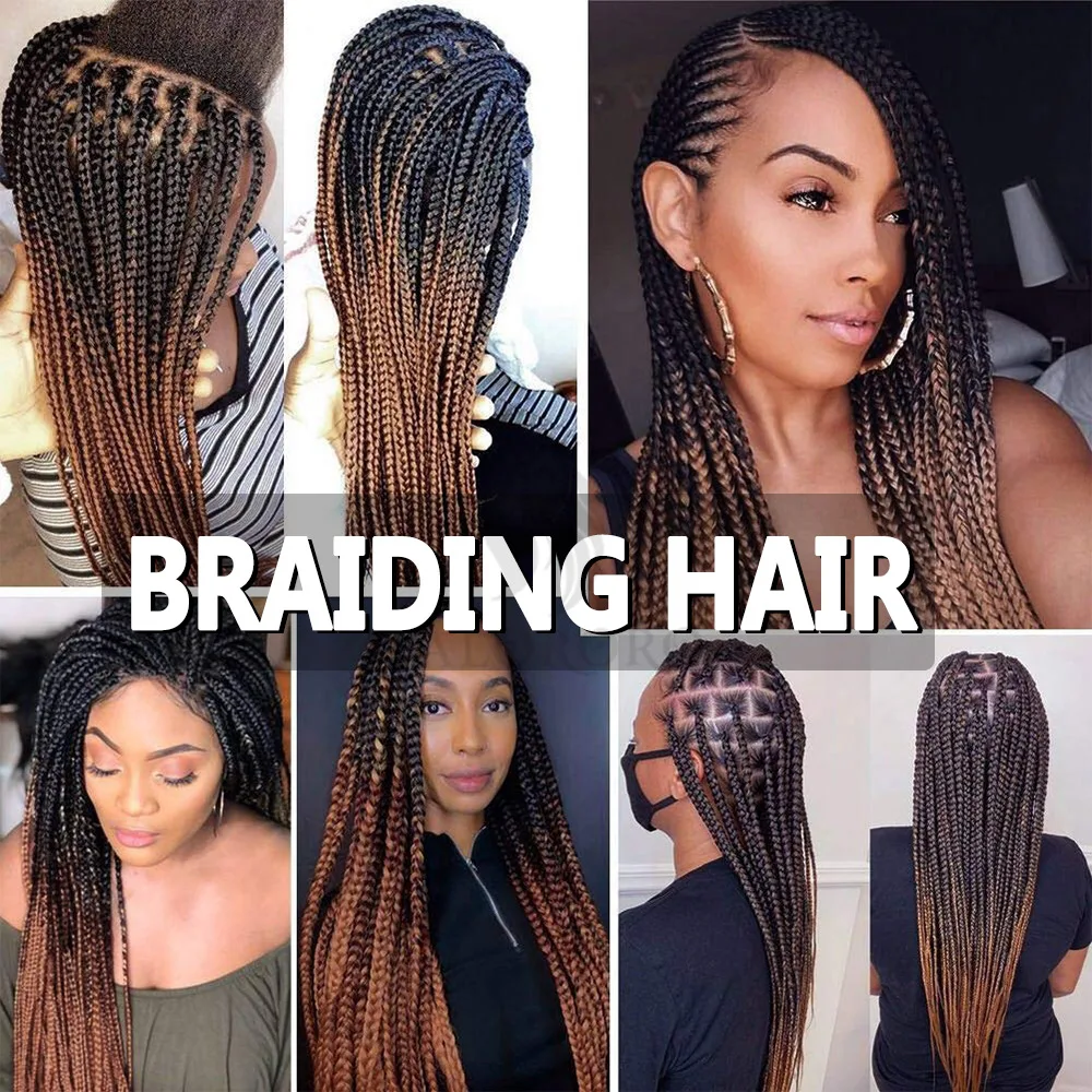 16/20/22/26/30/42 Zoll Flechthaare, vorgedehnt, lange Boho Knotless Braids, synthetische Box Braids, Yaki-Textur – Detail 3