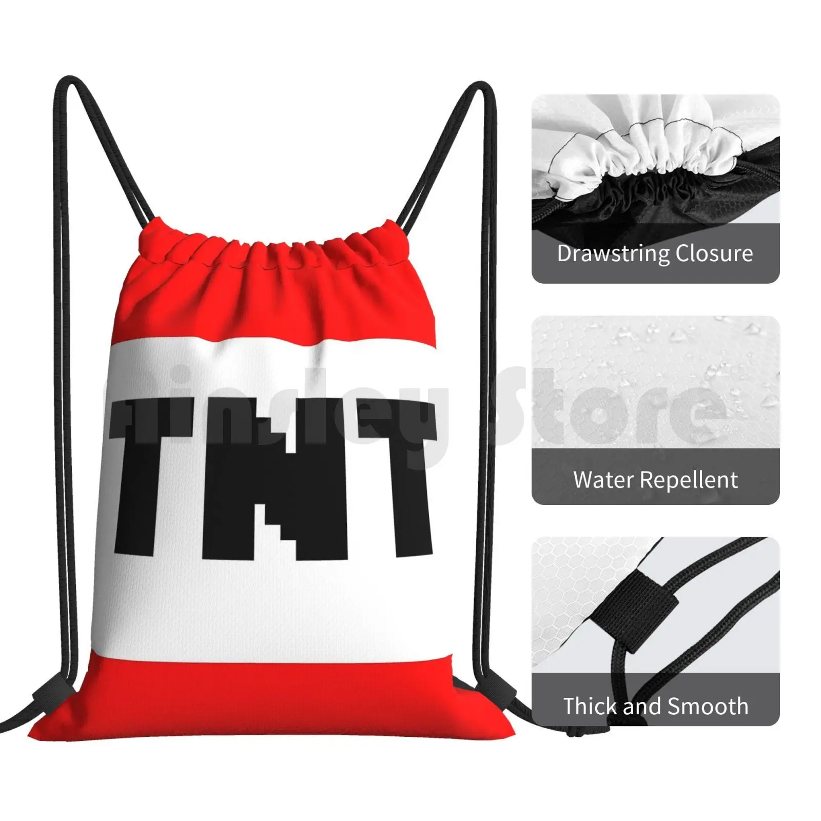 Tnt Backpack Drawstring Bags Gym Bag Waterproof Tnt Game Explosion Red Cool