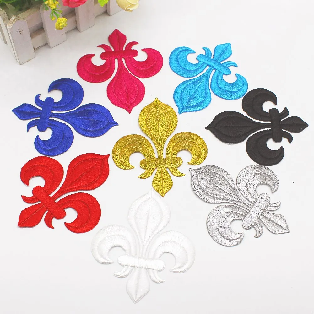 Iron On Appliques Gold Embroidered Patches For Cosplay Costumes Lotus Flower Trims Crown Appliques 8.5-10cm