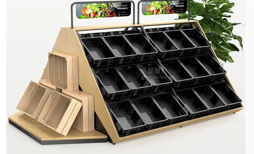 Fruit and vegetable display rack Fresh supermarket convenience store fruit and vegetable shelf fruit shop Steel island fruit bas