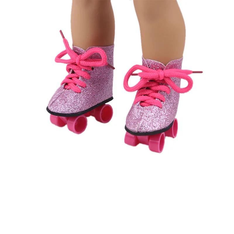 7cm Reborn Doll Shoes Roller Shoes Fashion Skates Handmade Leather Shoes Fit 18 Inch American Doll Girl,43Cm New Baby Born Dolls