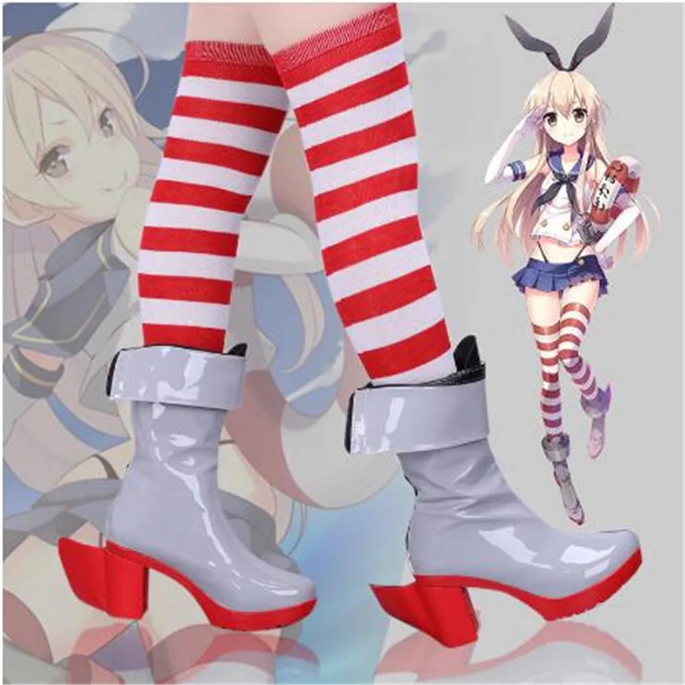 Áo Thun Kantai Collection Shimakaze Cosplay Giày Giày Trò Chơi Anime Halloween RainbowCos0 W1130