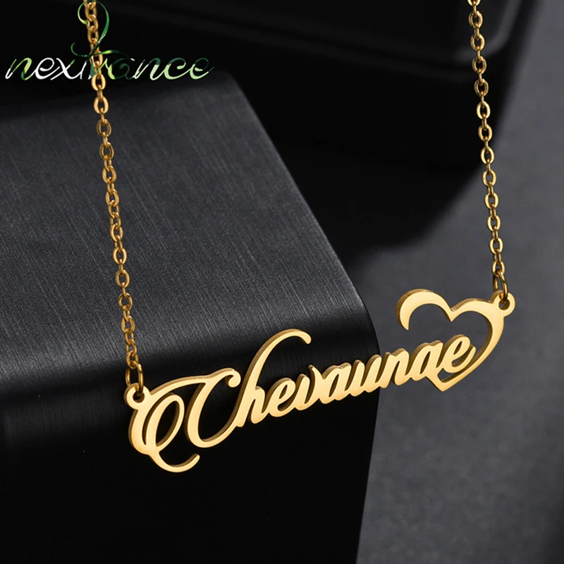 Nextvance Fashion Necklace Personalized Customized Name Pendant Stainless Steel Rhinestone Unicorn Handmade Letter Birthday Gift