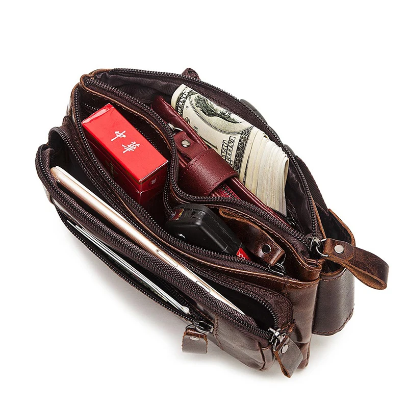 HUMERPAUL Fashion Waist Packs Men Genuine Leather Organizer Travel Chest Bag Necessity Waist Belt Mobile Phone Small Bum Bag