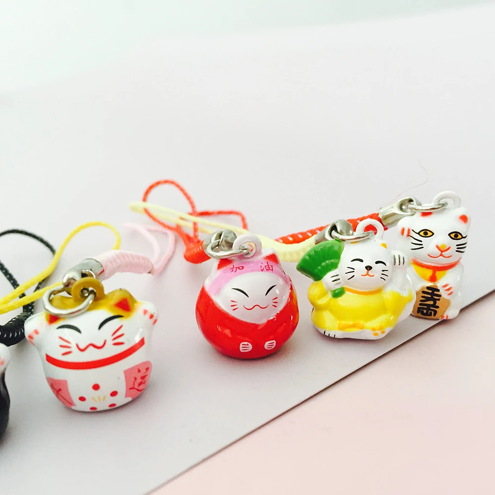 1 قطعة kawaii القط جرس الهاتف الأشرطة لطيف لاكي القط سحر قلادة ل فون اكسسوارات الهاتف المحمول الأشرطة الجدة الهدايا #4