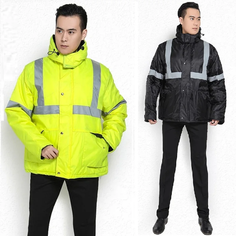 Winter Clothes Outdoor High Visibility Reflective Jacket Waterproof Cold Storage Warm Cotton Padded Work Wear Winter Wadded Coat