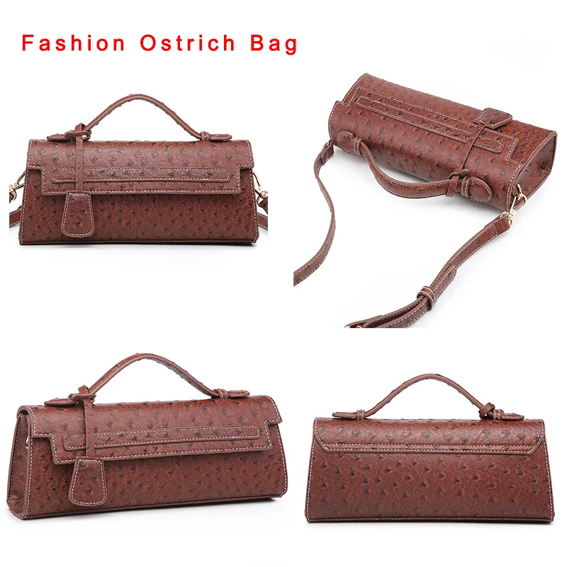 

Fashion Women Long Clutch Snake Tote Bag Hot Sale Party Tote Bag Ostrich Pattern Leather Shoulder Bags Luxury Purse Handbag