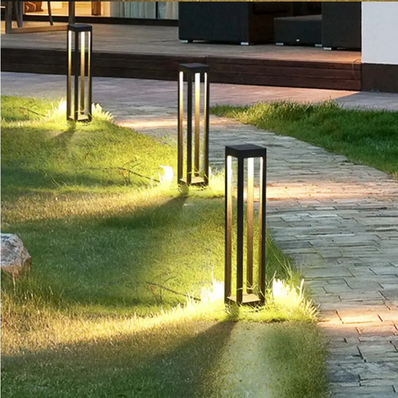 กันน้ำ LED โคมไฟสนามหญ้า COB LED ภายนอก Bollard Light AC85-265V DC12V กลางแจ้งสวน Courtyard แผนที่แสงแนวนอน