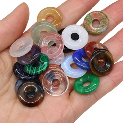 5pcs Natural Agates Stones Big Hole Bead Round Tiger Eye Stone Malachites Loose Bead for Making DIY Jewelry Necklace Size 18mm
