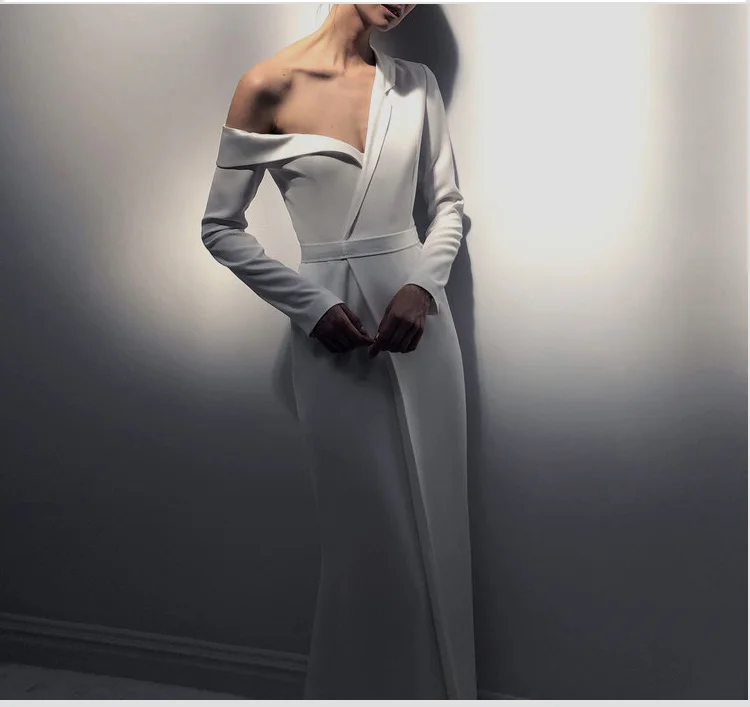 New Arrival Ivory Evening Dress 2020 Formal vestido noiva sereia Prom Party Gown robe de soiree Luxury Frock Sexy Side Slit