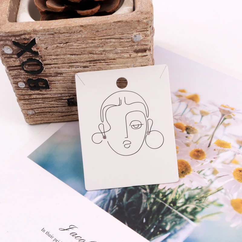 100Pcs/Lot 4.8x6.2cm Earrings and Necklaces Display Cards Cardboard Earring Packaging Card 400gsm Thick Paper Ear Studs Cards