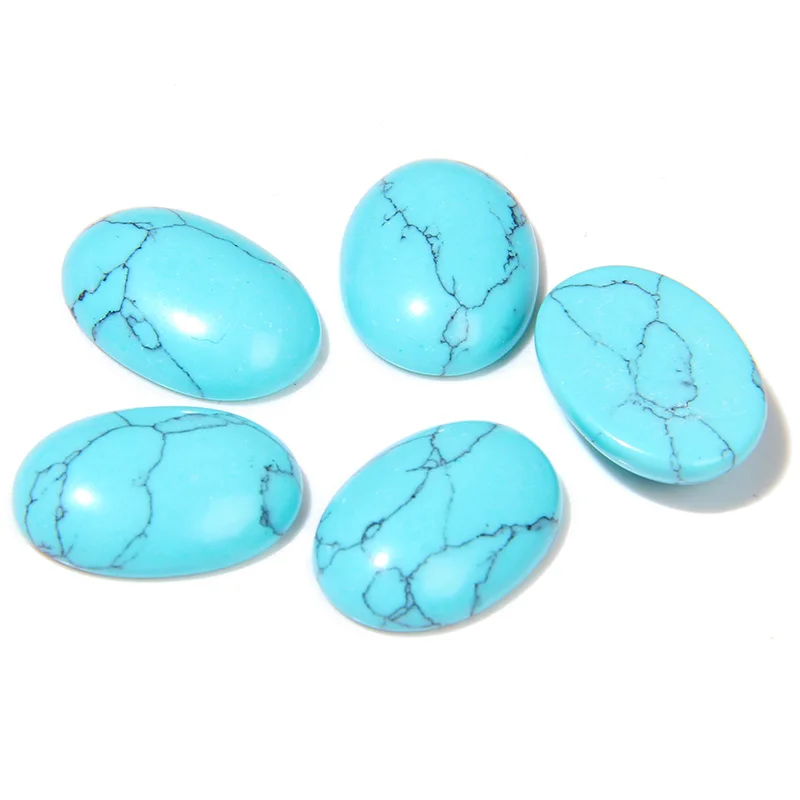 10pcs Natural Stone Cabochon Beads Semi Oval Howlite Turquois Lapis Gems Cameo Beads for Jewelry Making DIY Earrings Wholesale