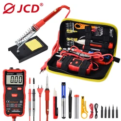 JCD-kit de soldador eléctrico, temperatura ajustable, 220V, 110V, 60W, con multímetro LCD multifunción, herramientas de reparación de soldadura, 908