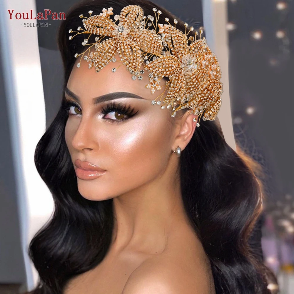 YouLaPan HP252 Flower Bridal Crown Tiara Rhinestone Wedding Hair Jewelry Bridal Hair Accessorie Luxury Crystal Bridal Headwear