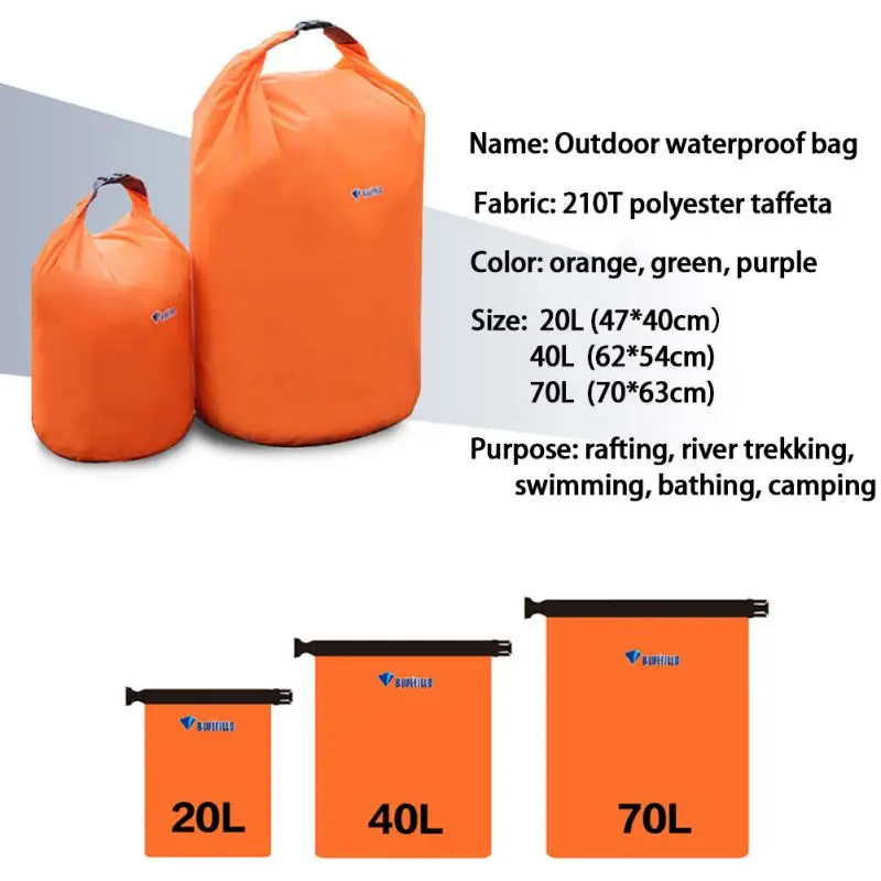 20L 40L 70L Waterproof Dry Bag Pack Sack Swimming Rafting Kayaking River Trekking Floating Sailing Boating Water Resistance