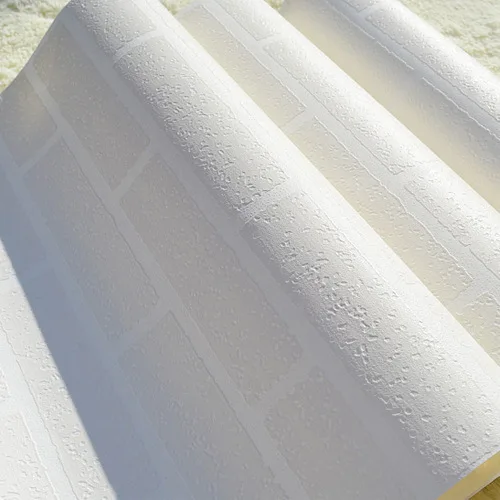 

53cmx10m White Brick Wallpaper Non-woven Fabric 3d Tv Background Hair Salon Hairdressing Clothing Store Wallpaper Bedroom