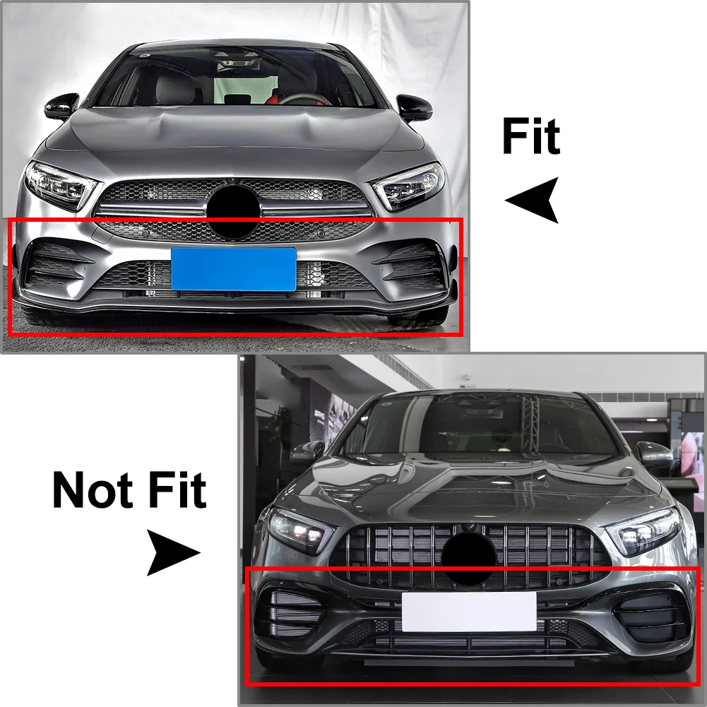 7Pcs Car Front Bumper Lip Splitter Spoiler Body Kit Side Canards Trim For Mercedes Benz A-Class W177 A180 A200 A220 For A35 AMG