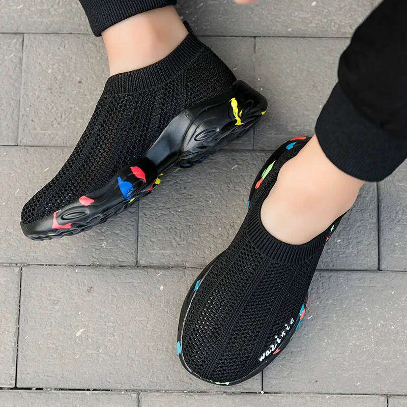 Summer Breathable Black Children Shoes for girls boys Mesh Sneakers kids 2023 Comfortabl Sport Shoes 6 7 to 10 8 to 12 years old