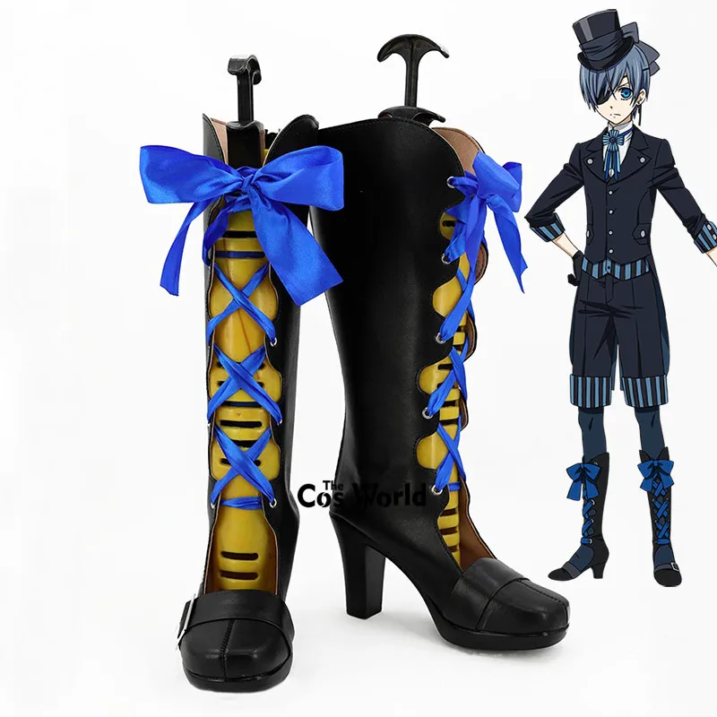 

Black Butler Kuroshitsuji: Book of the Atlantic Ciel Phantomhive Anime Customize Cosplay High Heels Shoes Boots