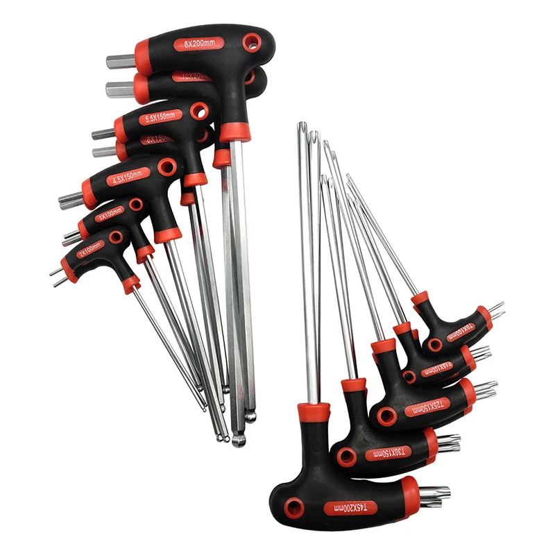 T-shaped Torx Wrench T9-T50 T-shaped Ball End Allen Wrench H2-H10 Wrench Set Combination Hex Screwdriver