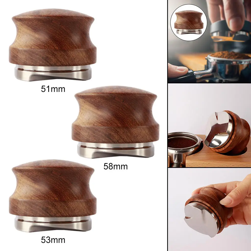 กาแฟจำหน่ายกาแฟ Tamper Leveler ค้อนสามมุมสีเหลือง Rosewood ปรับได้สำหรับกาแฟ