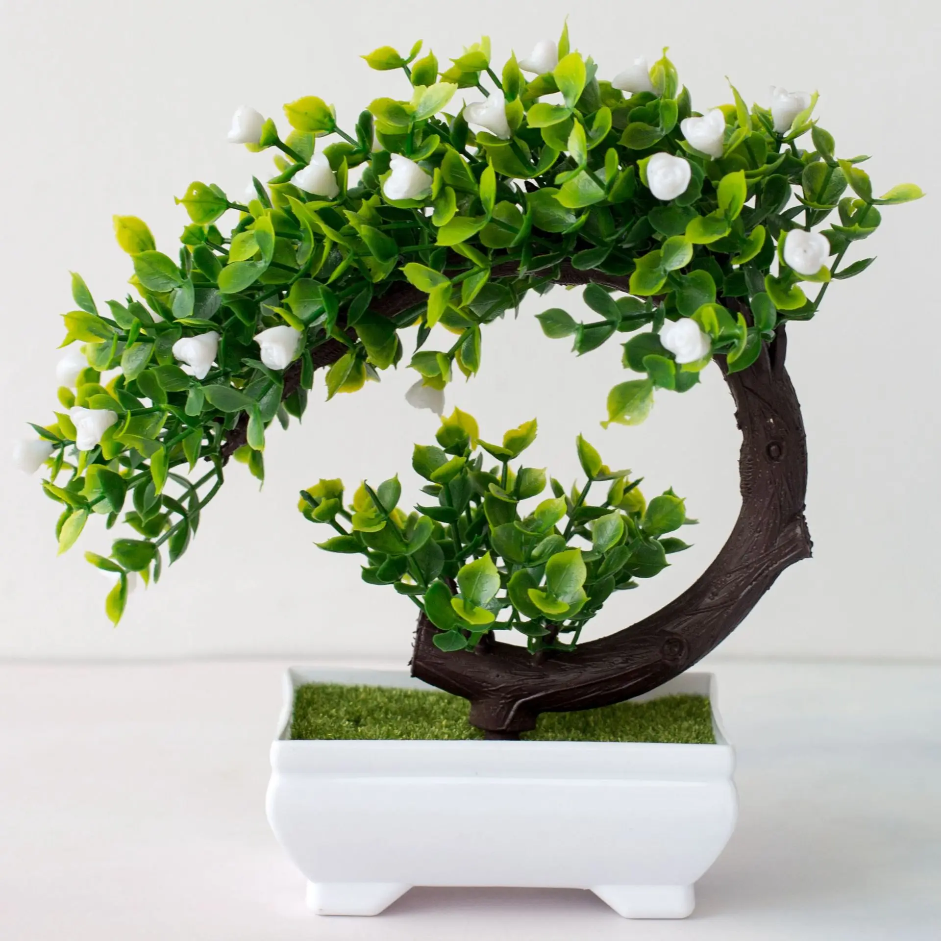 Artificial Plastic Bonsai Fake Plants Flower Wedding Home Decor Garden Hotel Potted Artificial Fake Plastic Bonsai Plant Tree