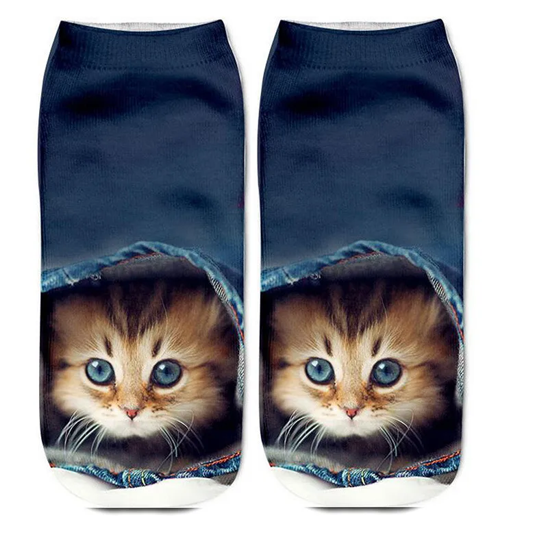 Calcetines tobilleros con estampado 3D de dibujos animados para niños y niñas, calcetín Unisex de gato, divertido, superventas
