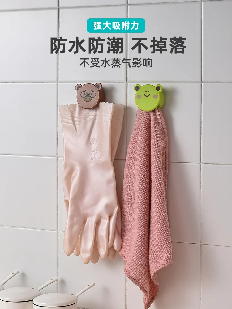 Wall-mounted cartoon towel clip creative sticky hook plastic rag clip free punching photo finishing storage clip shower hooks