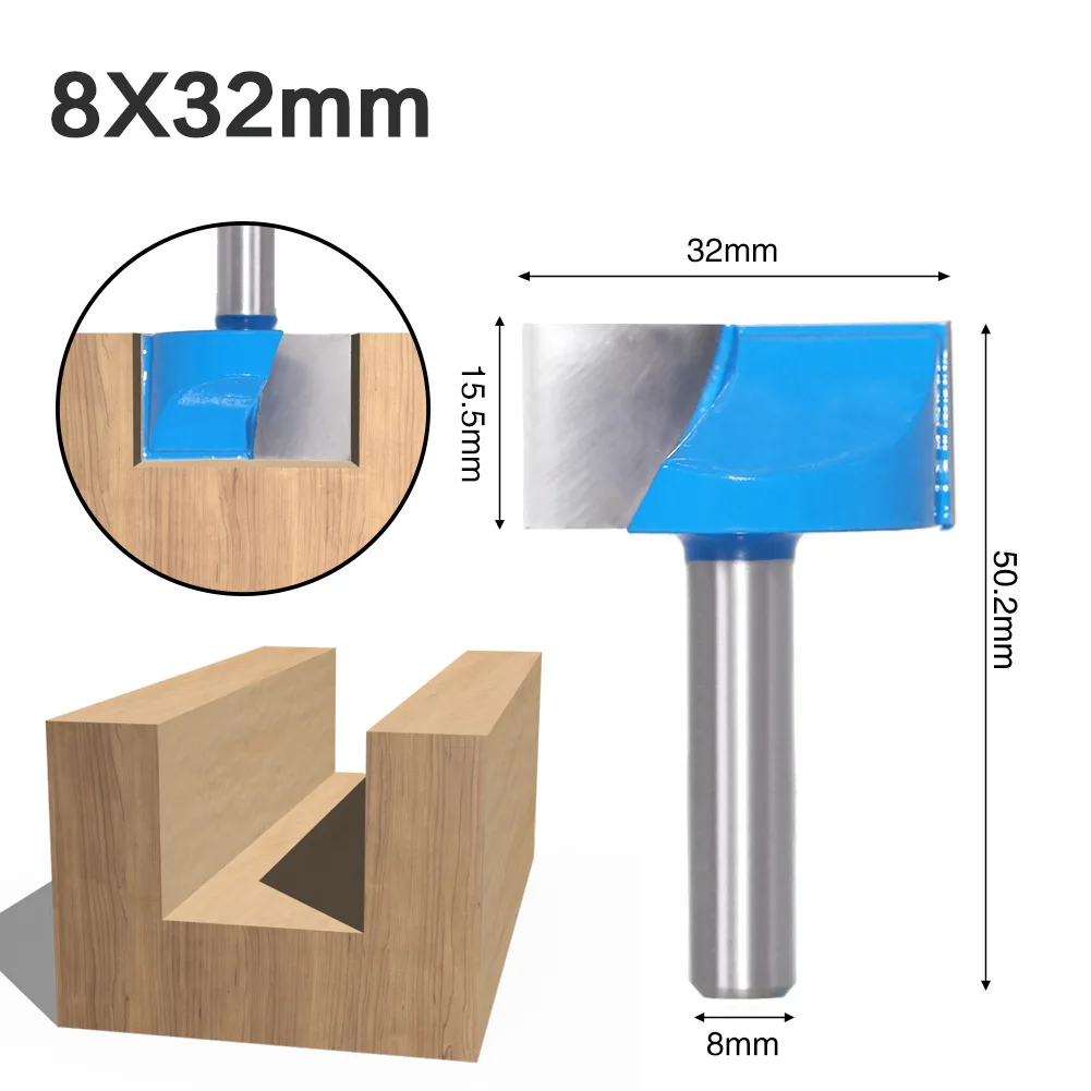 8mm Wood Cleaning Bottom Engraving Bit Woodworking Carbide Router Bit Carpentry Tool CNC Milling Cutter Endmill 10/15/20/25/32mm