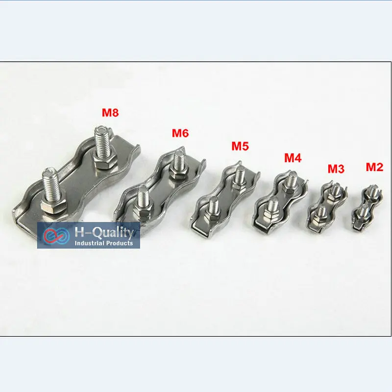 Stainless Steel Duplex Wire Rope Clip, Connect Fixing Wire Cable Clamps, Caliper M2-M8, HQ SD01, 304