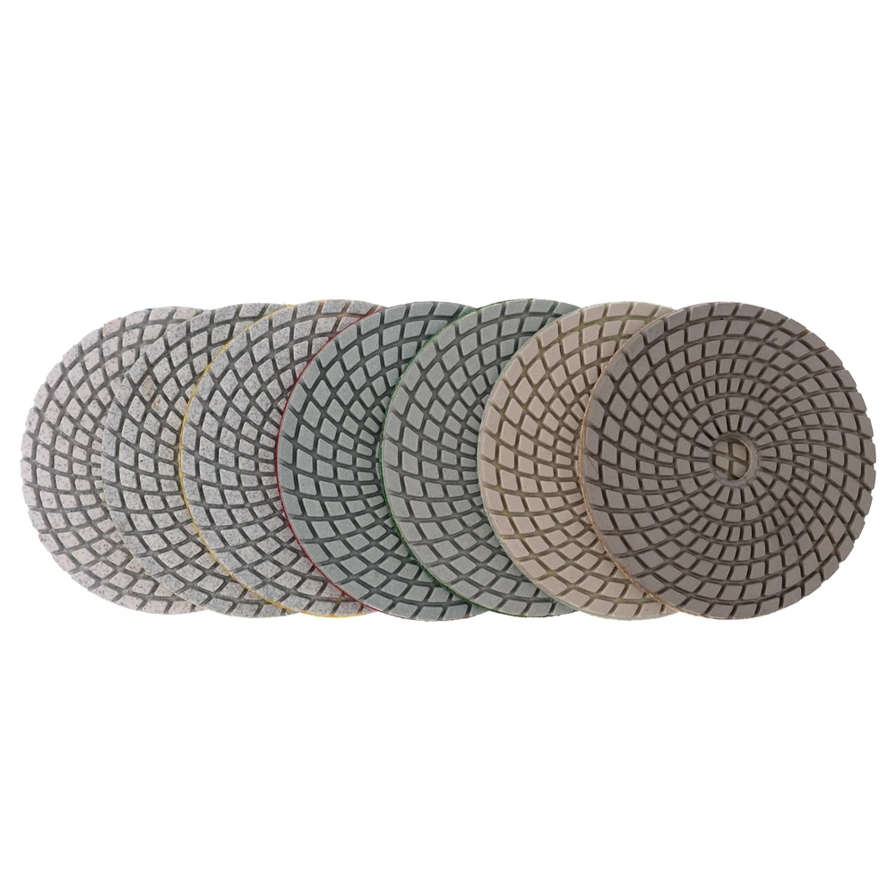 Imagem -03 - Polegada Diamante Molhado Polimento Almofada 100 mm Rodas de Moagem Flexíveis para Granito Pedra Mármore Branco Disco Lixamento Peças