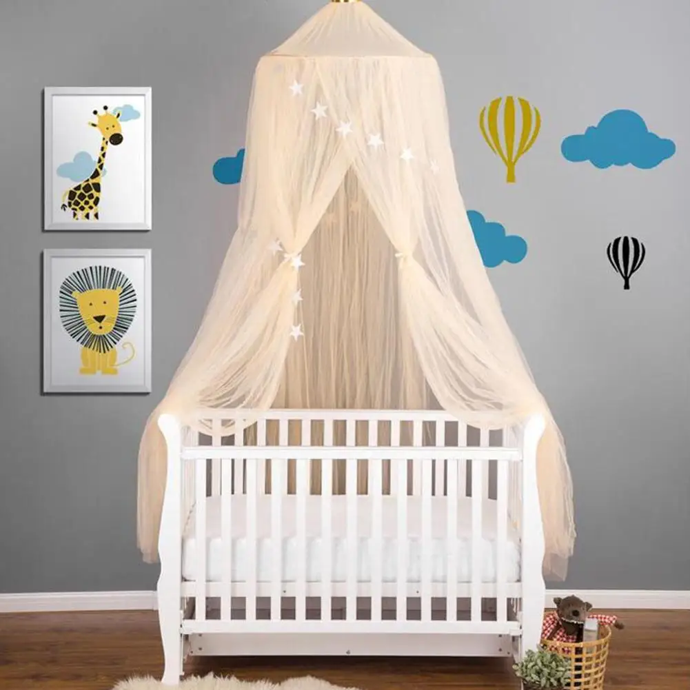 Crown Tent Hanging Kid Lace Children Bedding Round Dome Bed Canopy Net Curtain Home Bed Crib Cloak Thread Play Set Baby