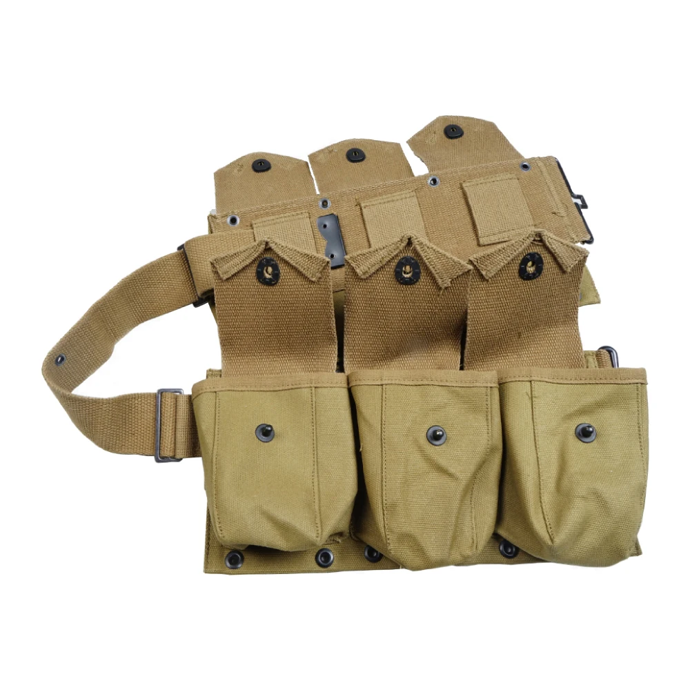 

WWII WW2 US ARMY SIX CELL POUCH TACTICAL POCKETS PURE RIBBON TOOL POUCH KHAKI