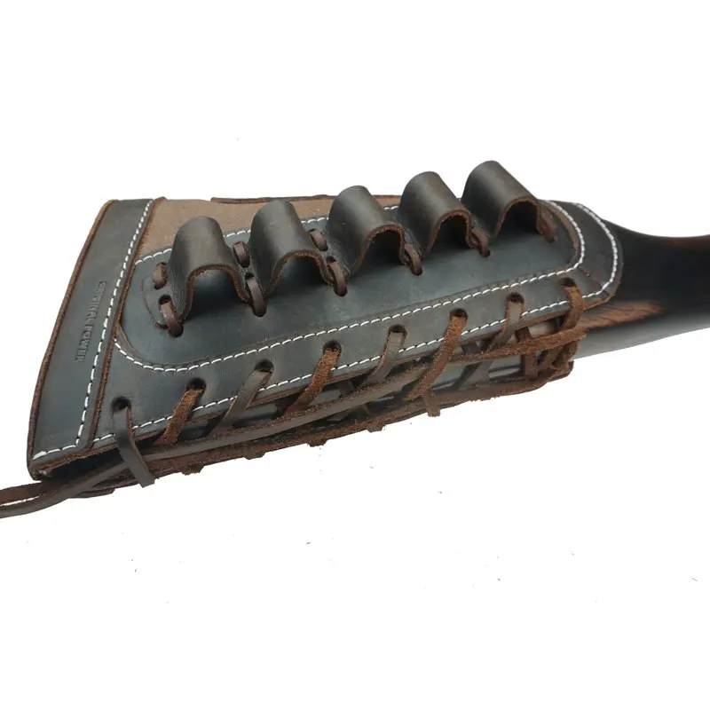 Leather Rifle Sling Shoulder Padding Tactical Strap And Shotgun Gun Buttstock Ammo Shell Holder For 5pcs 12 Gauge