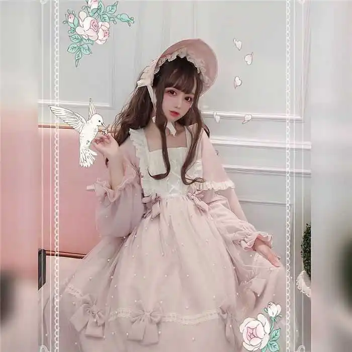 Công Chúa tiệc trà ngọt Lolita Đầm vintage phối ren nơ cao cấp Victoria Đầm Kawaii cô gái Ngọc Trai búp bê loli cosplay