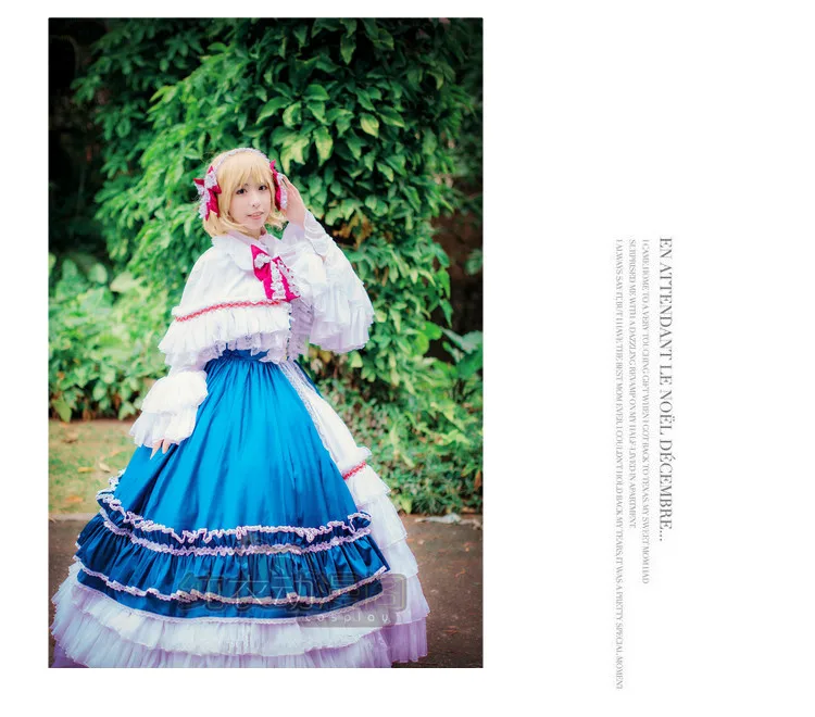 Hot Game Touhou Project Alice Cosplay Costume Beautiful Gorgeous Formal Dress Full Set Female Role Play Clothing Custom-Make Any