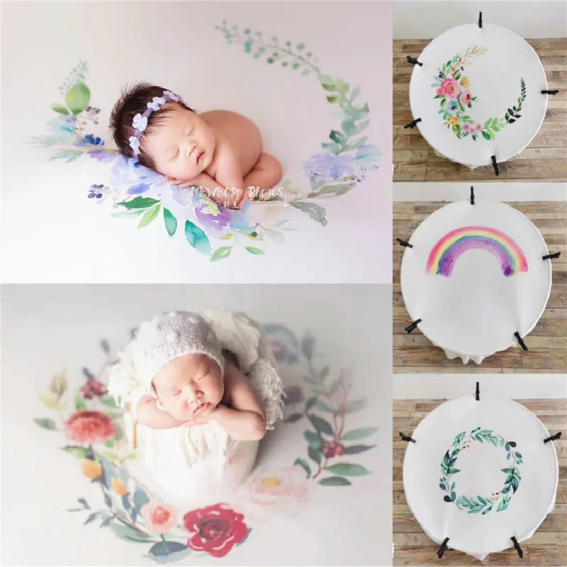 Newborn Photography Prop Stretch Background Blanket Imitation Of Watercolor Hand-painted Blanket Studio Creative Props Blankets