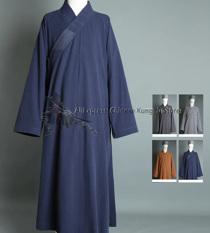 

Thick Cotton Buddhist Monk Dress Shaolin Kung fu Robe Tai Chi Uniform Wing Chun Meditation Clothes Wushu Suit