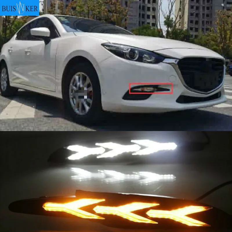 

For Mazda 3 Axela 2017 2018 LED DRL Daytime Running Light Daylights yellow Signal lamp car-Styling lights