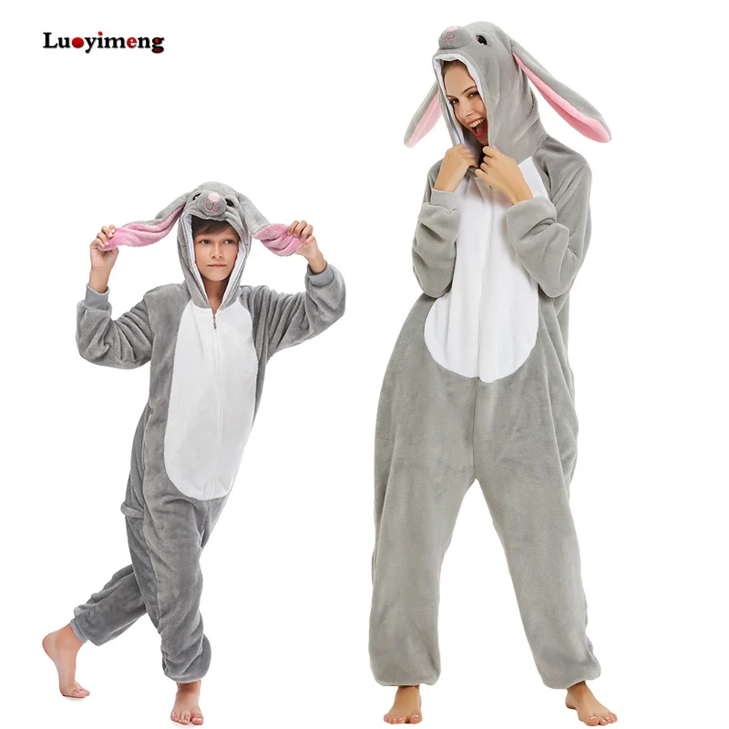 Adult Kids Kigurumi Unicorn Pajamas Cartoon Rabbit Costumes Pajamas For Women Unicornoio Sleepwear Winter Panda Lion Pig Onesies