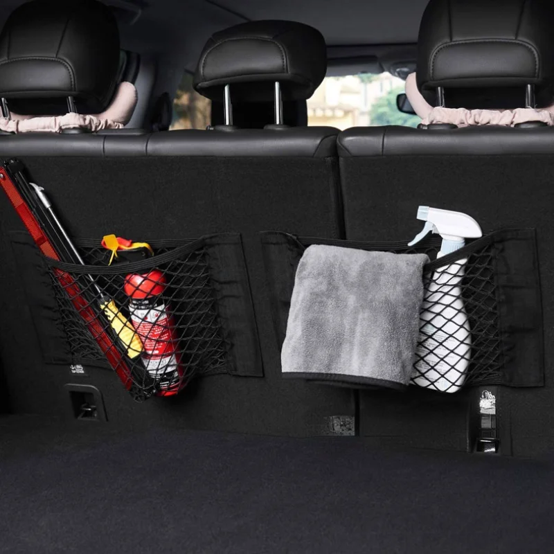 For Skoda Karoq Kamiq Kodiaq 2016 2017 2018 2019 2020 2021 Car Boot Trunk Seat Back Elastic Storage Net Organizer Accessories