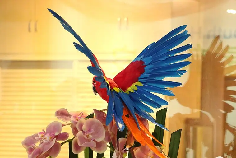 new real life red&blue parrot model foam&feather simulation wings parrot bird gift about 30x45cm xf0302