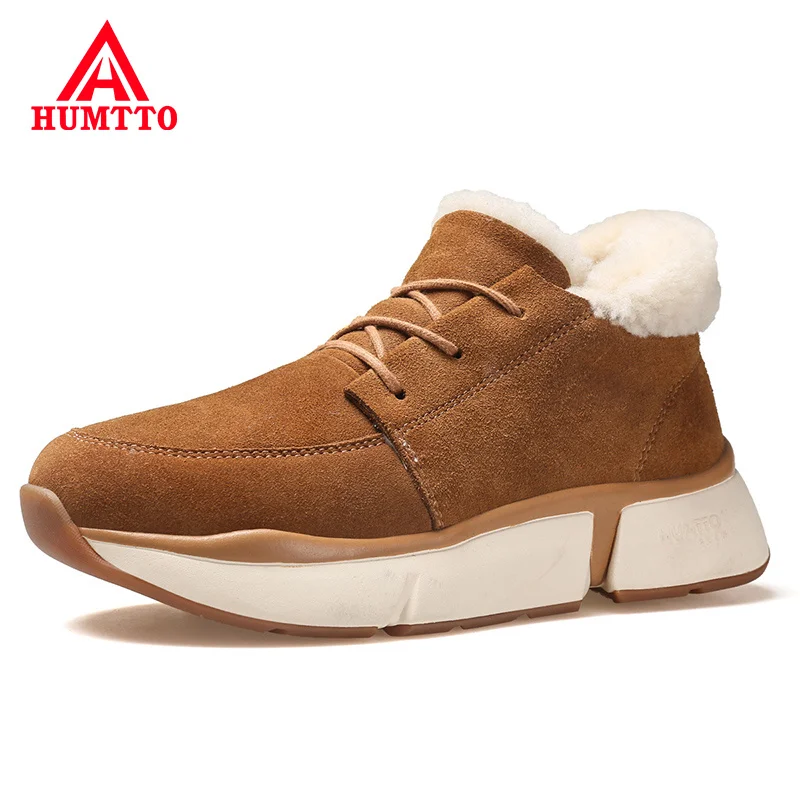 

HUMTTO Winter Flat Shoes for Women 2021 New Luxury Designer Sports Womens Shoes Leather Keep Warm Brand Casual Woman Sneakers