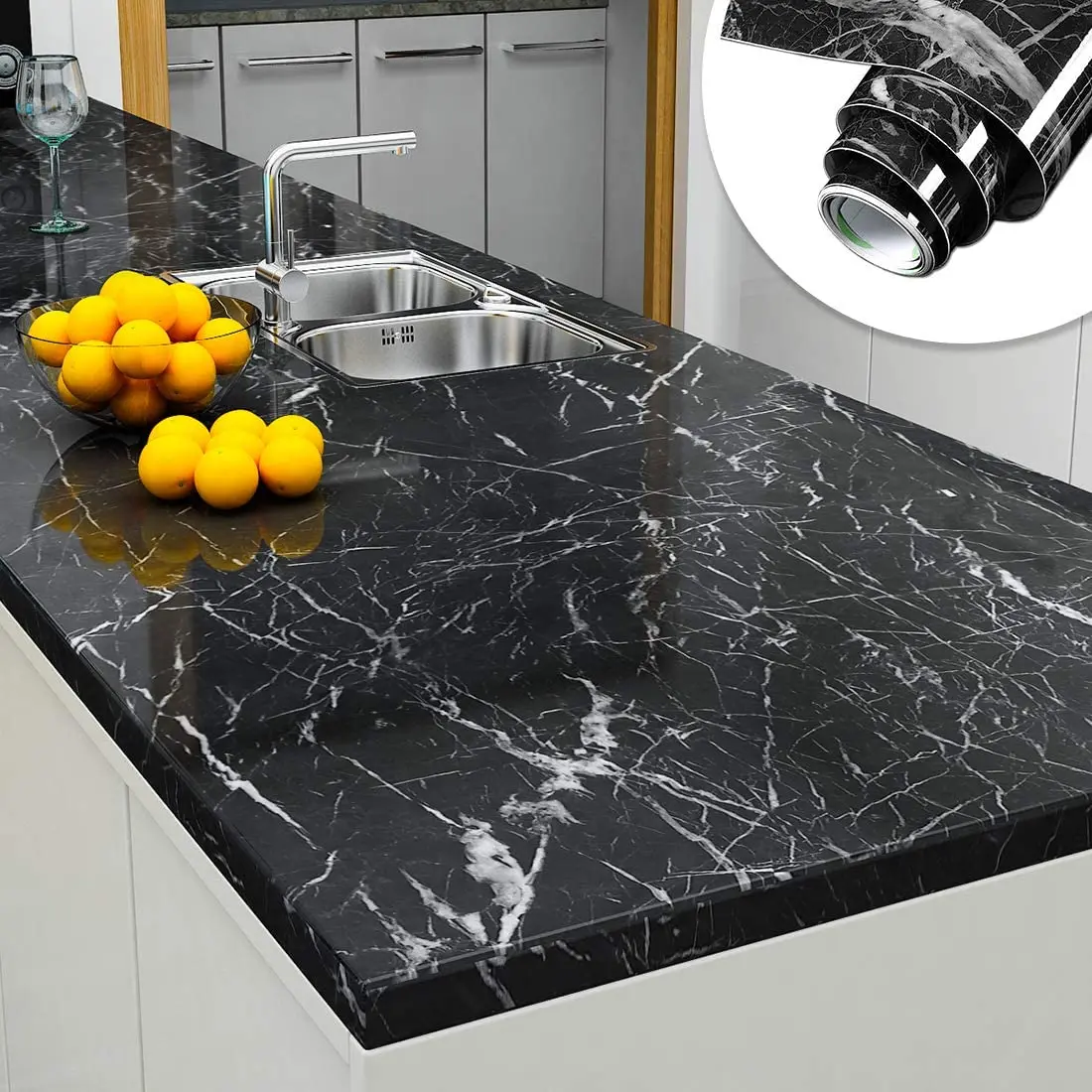 

Marble Countertop Contact Paper Self Adhesive Removable Wallpaper for Table Bathroom Counter Peel and Stick Waterproof Wallpaper