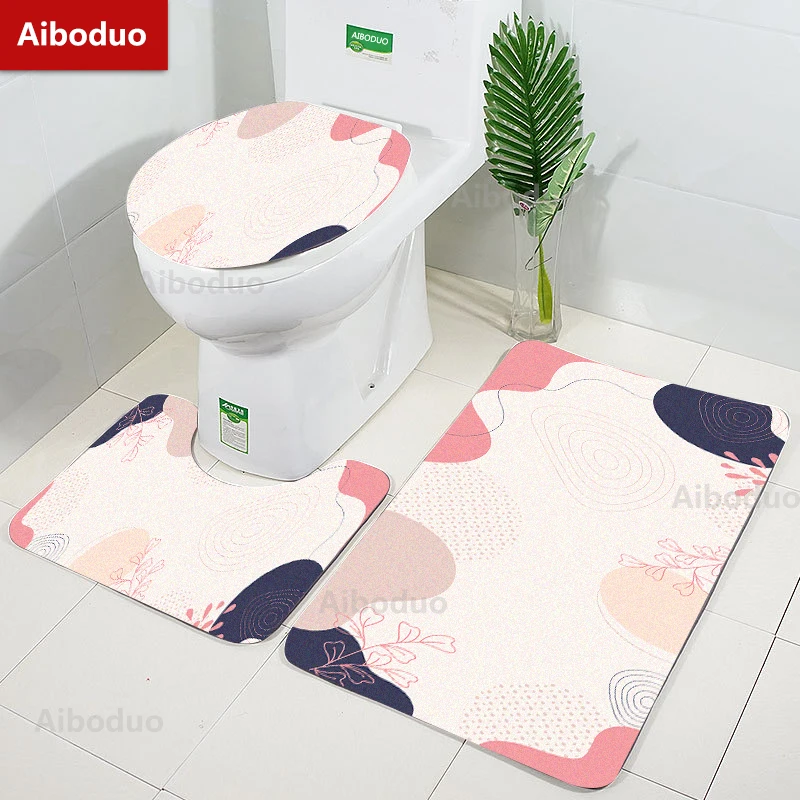 

Geometry Toilet Carpet Mat for Bathroom and Toilet Bathroom Items Anti Slip Shower Cabin Mat Full Bathroom Set Accessories